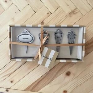 NWT Bombay Charcuterie Board Silver Cheese Markers
